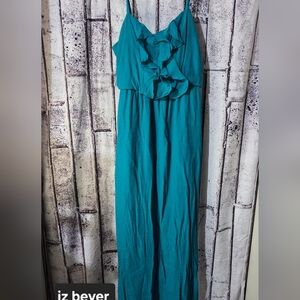 Chic Teal Ruffle Maxi Dress